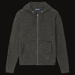New Vilebrequin Unisex Linen Sweatshirt Solid Heather Anthracite/White