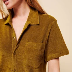 Flash Sale Vilebrequin Unisex Terry Bowling Shirt Solid Bark/Beige