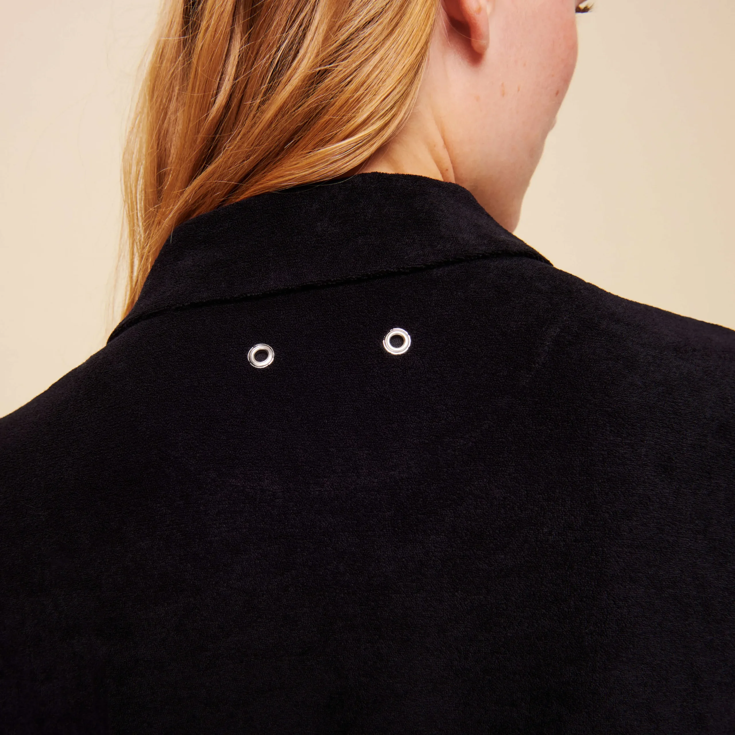 Outlet Vilebrequin Unisex Terry Bowling Shirt Solid Black/Black