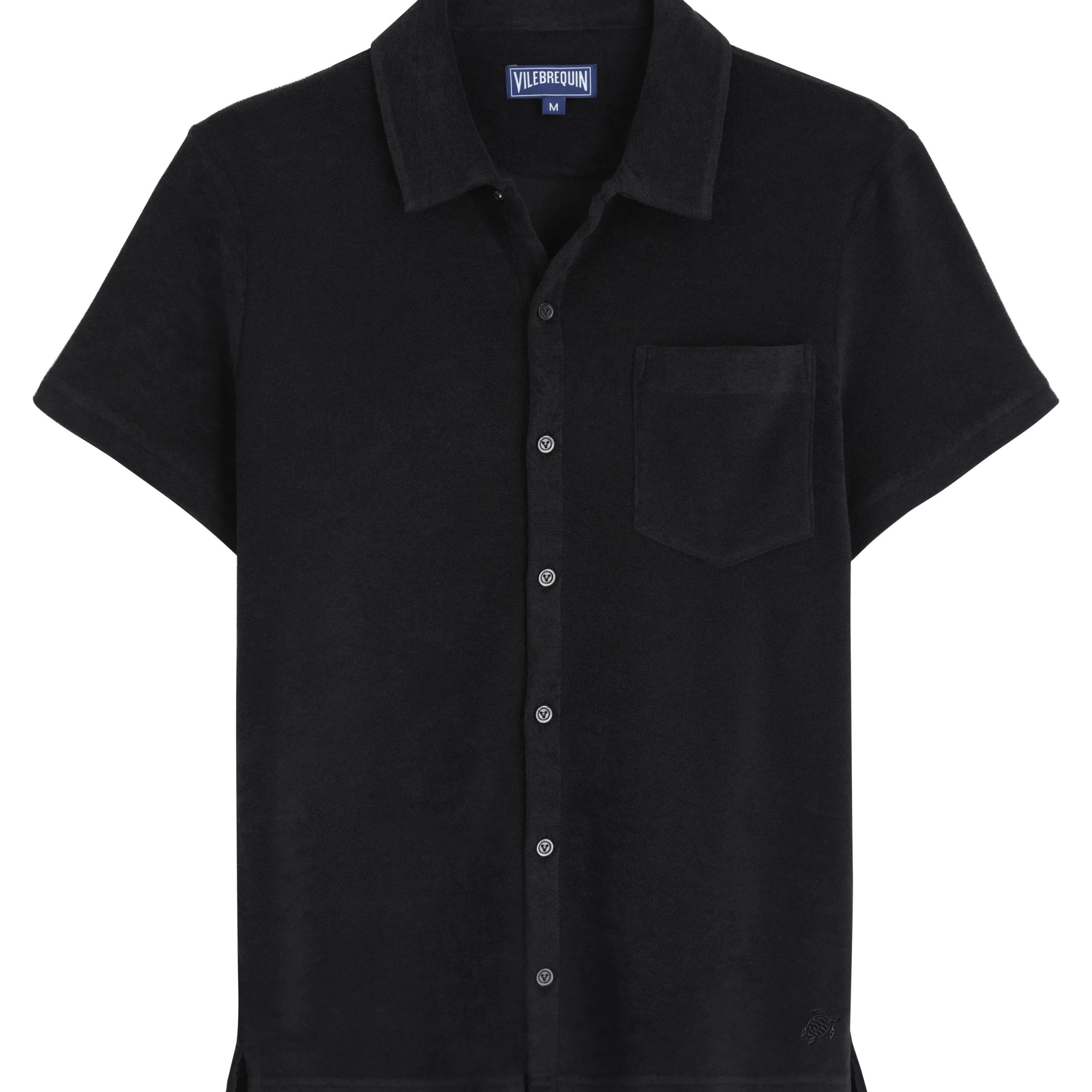 Outlet Vilebrequin Unisex Terry Bowling Shirt Solid Black/Black
