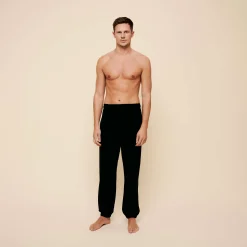 Shop Vilebrequin Unisex Terry Pants Solid Black/Black