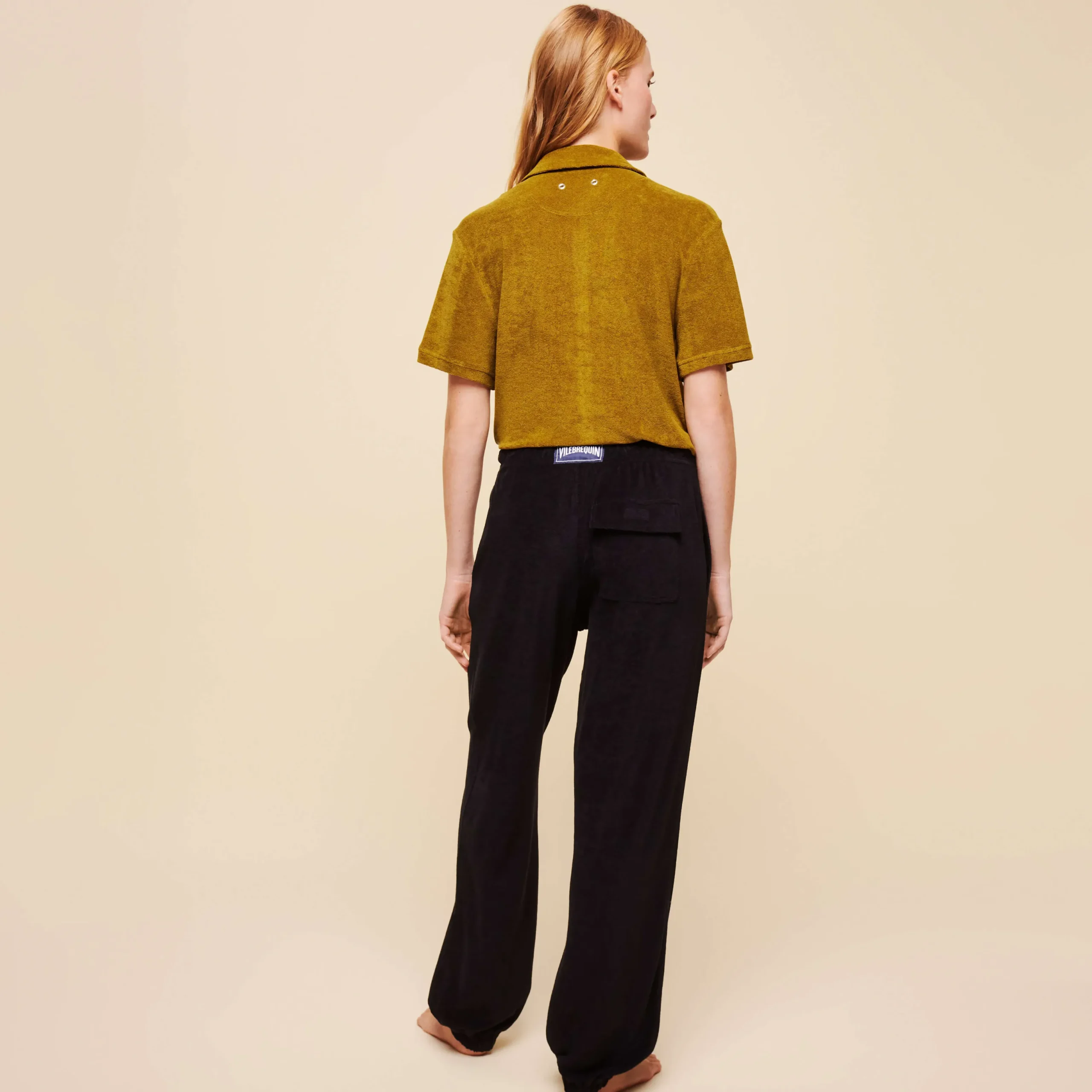 Shop Vilebrequin Unisex Terry Pants Solid Black/Black