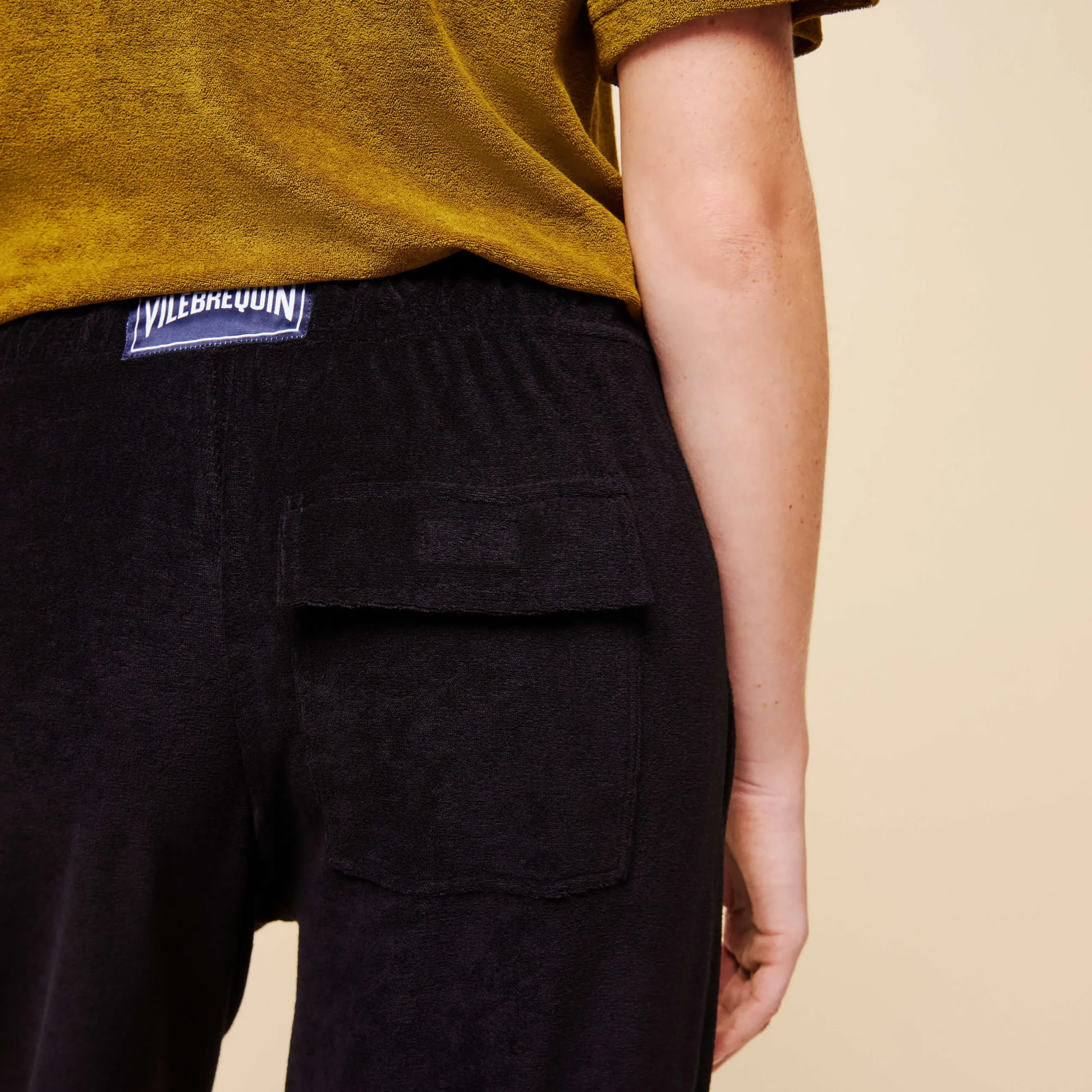 Shop Vilebrequin Unisex Terry Pants Solid Black/Black