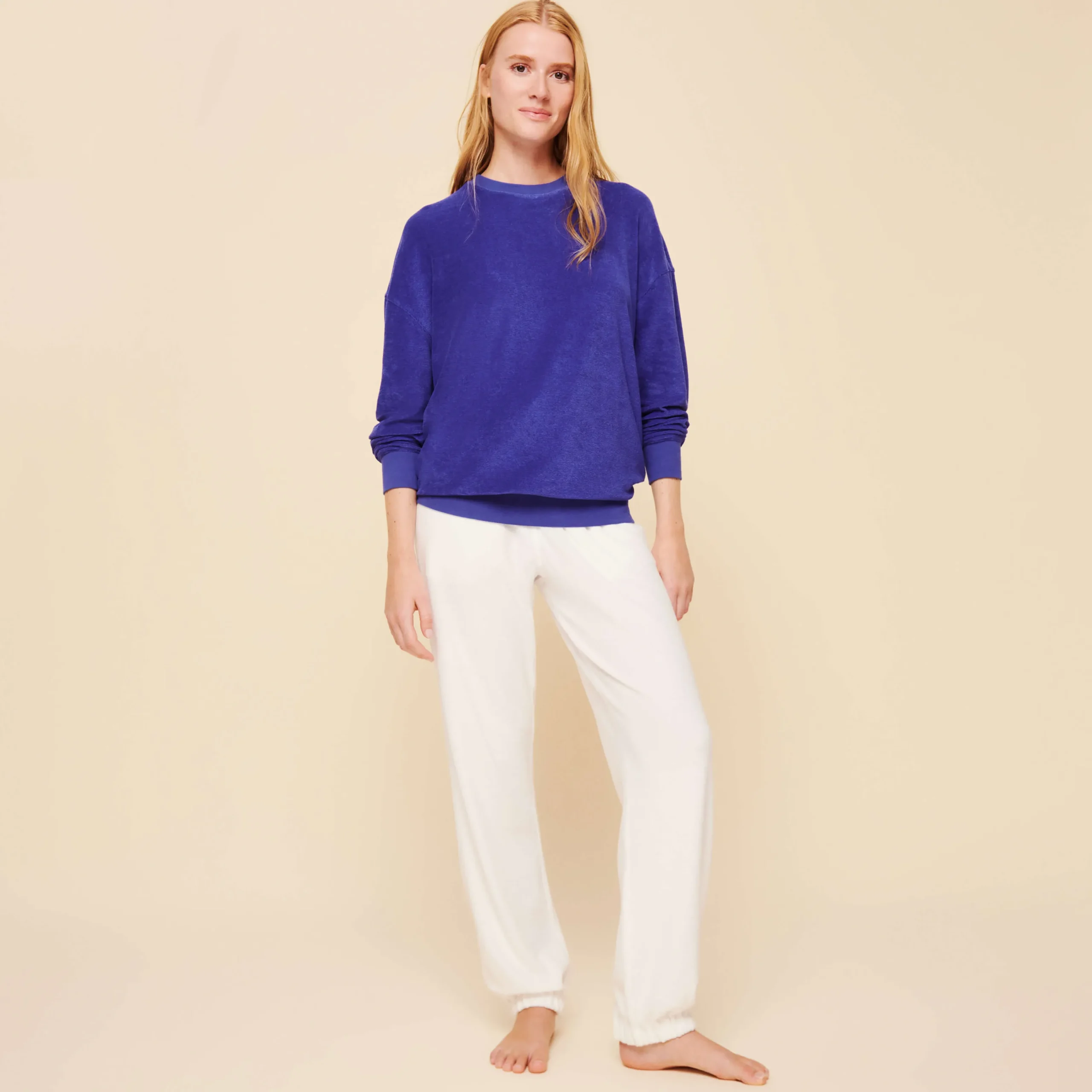 Outlet Vilebrequin Unisex Terry Sweatshirt Solid Purple Blue/Blue