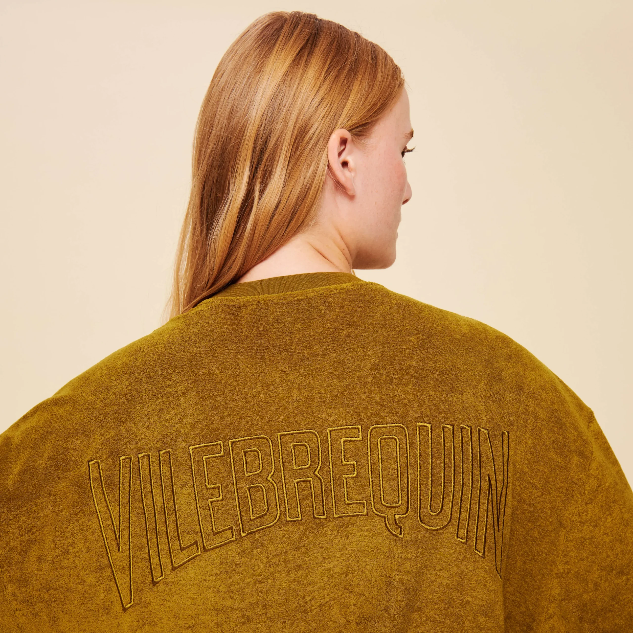 New Vilebrequin Unisex Terry Sweatshirt Solid Bark/Beige