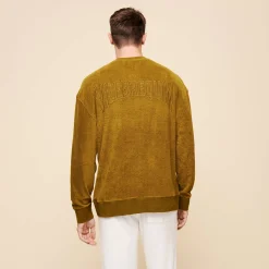 New Vilebrequin Unisex Terry Sweatshirt Solid Bark/Beige