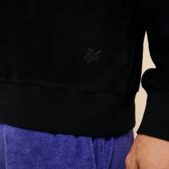 Best Vilebrequin Unisex Terry Sweatshirt Solid Black/Black