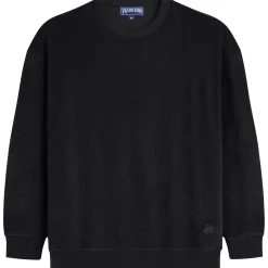 Best Vilebrequin Unisex Terry Sweatshirt Solid Black/Black