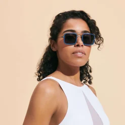 Clearance Vilebrequin White Tulipwood Women And Men Sunglasses - Vbq X Shelter Navy/Blue