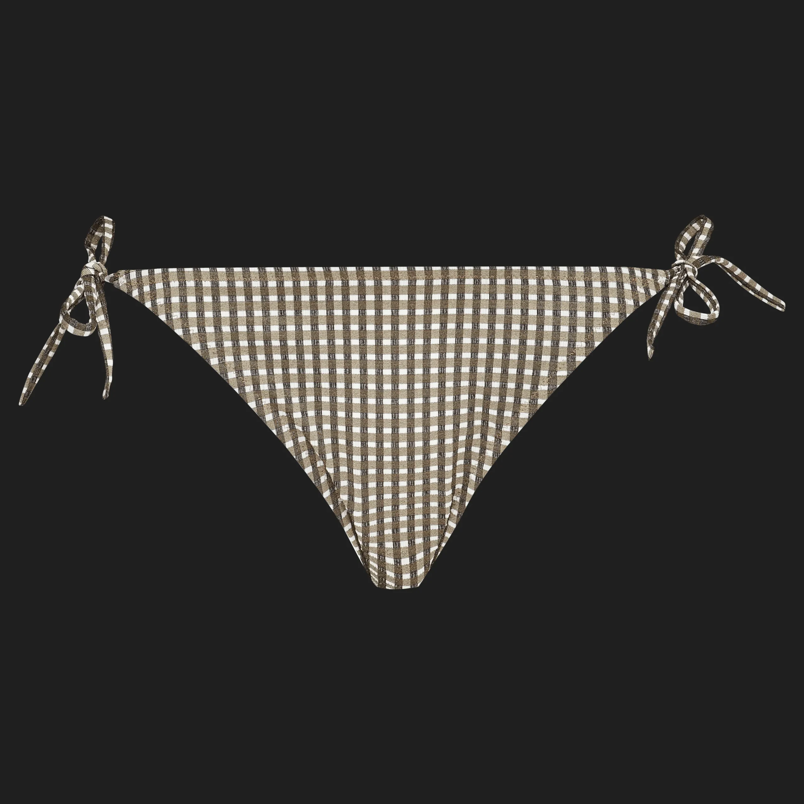 Best Sale Vilebrequin Women Bikini Bottom Mini Brief To Be Tied Pocket Checks Bronze/Green