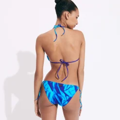 Shop Vilebrequin Women Bikini Bottom Mini Brief To Be Tied Les Draps Froisses Neptune Blue/Blue