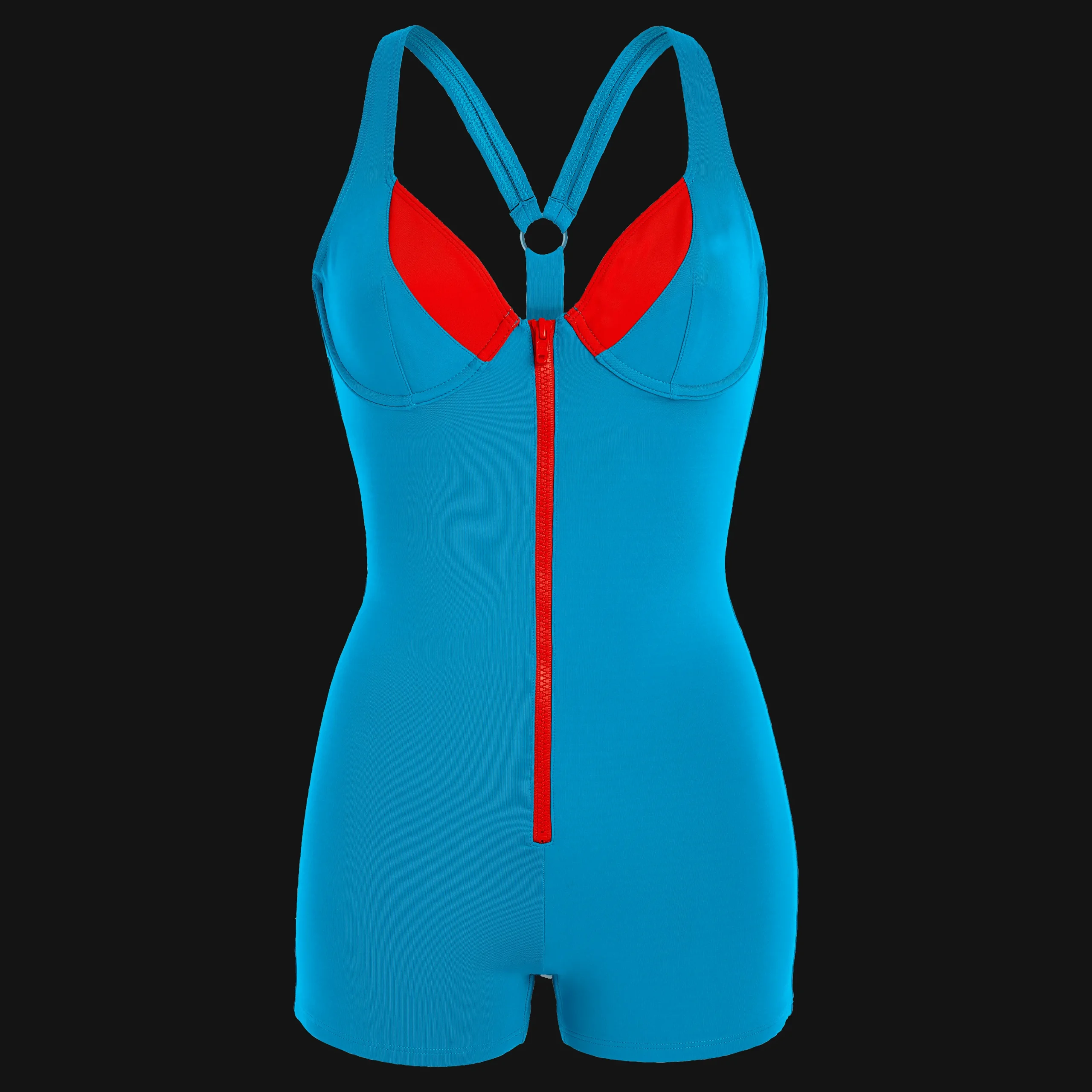 New Vilebrequin Women Contrasted One Piece Short Swimsuit - X Jcc+ - Limited Edition Swimming Pool/Blue