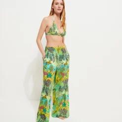 Cheap Vilebrequin Women Cotton Pants Jungle Rousseau Ginger/Green
