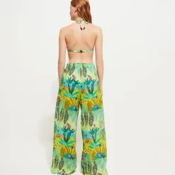 Cheap Vilebrequin Women Cotton Pants Jungle Rousseau Ginger/Green