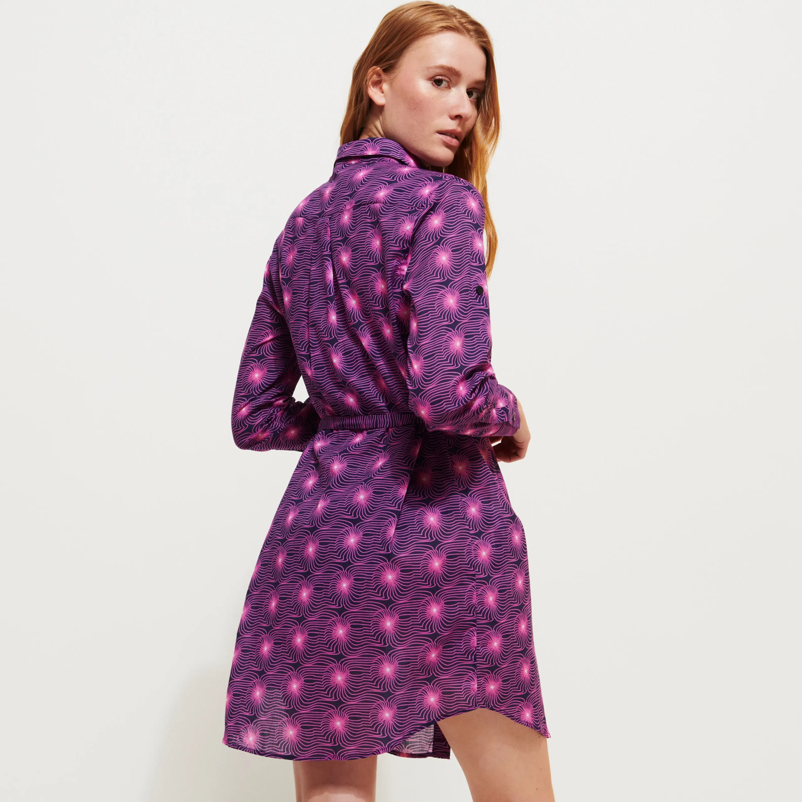 Store Vilebrequin Women Cotton Shirt Dress Hypno Shell Navy/Blue