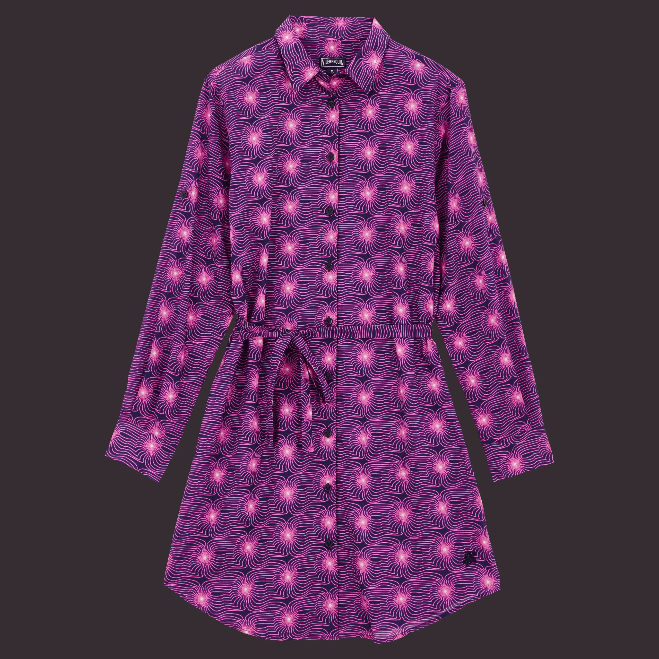 Store Vilebrequin Women Cotton Shirt Dress Hypno Shell Navy/Blue