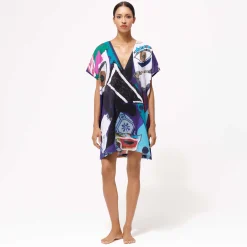 Shop Vilebrequin Women Cotton Voile Maxi Dress Envoutement - X Deux Femmes Noires Purple Blue/Blue