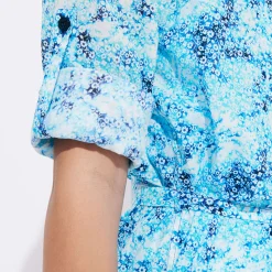 Clearance Vilebrequin Women Cotton Voile Shirt Dress Flowers Tie & Dye Navy/Blue