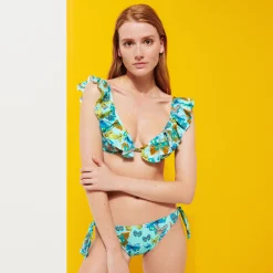 Shop Vilebrequin Women Halter Bikini Top Butterflies Lagoon/Blue