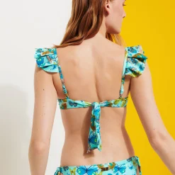 Shop Vilebrequin Women Halter Bikini Top Butterflies Lagoon/Blue