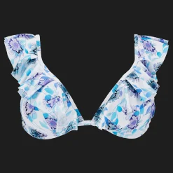Cheap Vilebrequin Women Halter Bikini Top Flash Flowers Purple Blue/Blue
