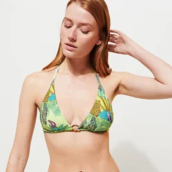Shop Vilebrequin Women Halter Bikini Top Jungle Rousseau Ginger/Green
