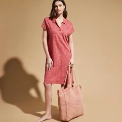 Flash Sale Vilebrequin Women Linen Long Polo Dress Solid China Red/Red