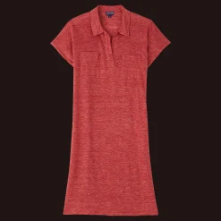 Flash Sale Vilebrequin Women Linen Long Polo Dress Solid China Red/Red