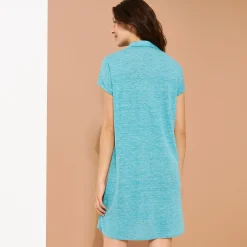 Outlet Vilebrequin Women Linen Long Polo Dress Solid Heather Azure/Blue