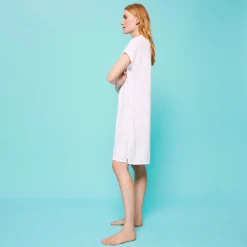 Fashion Vilebrequin Women Linen Long Polo Dress Solid White/White