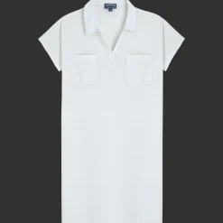 Fashion Vilebrequin Women Linen Long Polo Dress Solid White/White