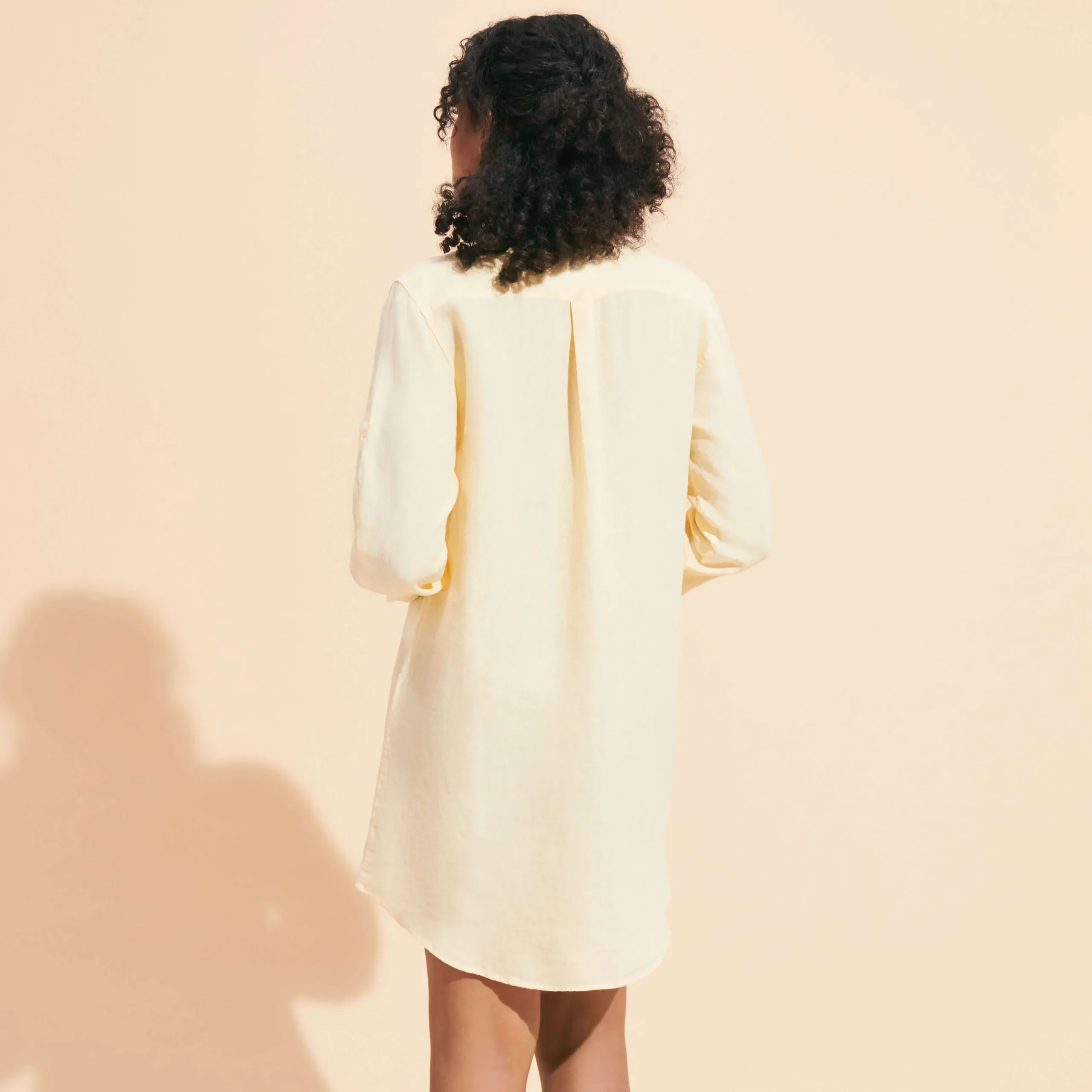 Sale Vilebrequin Women Linen Shirt Dress Solid Straw/Yellow