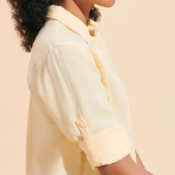 Sale Vilebrequin Women Linen Shirt Dress Solid Straw/Yellow