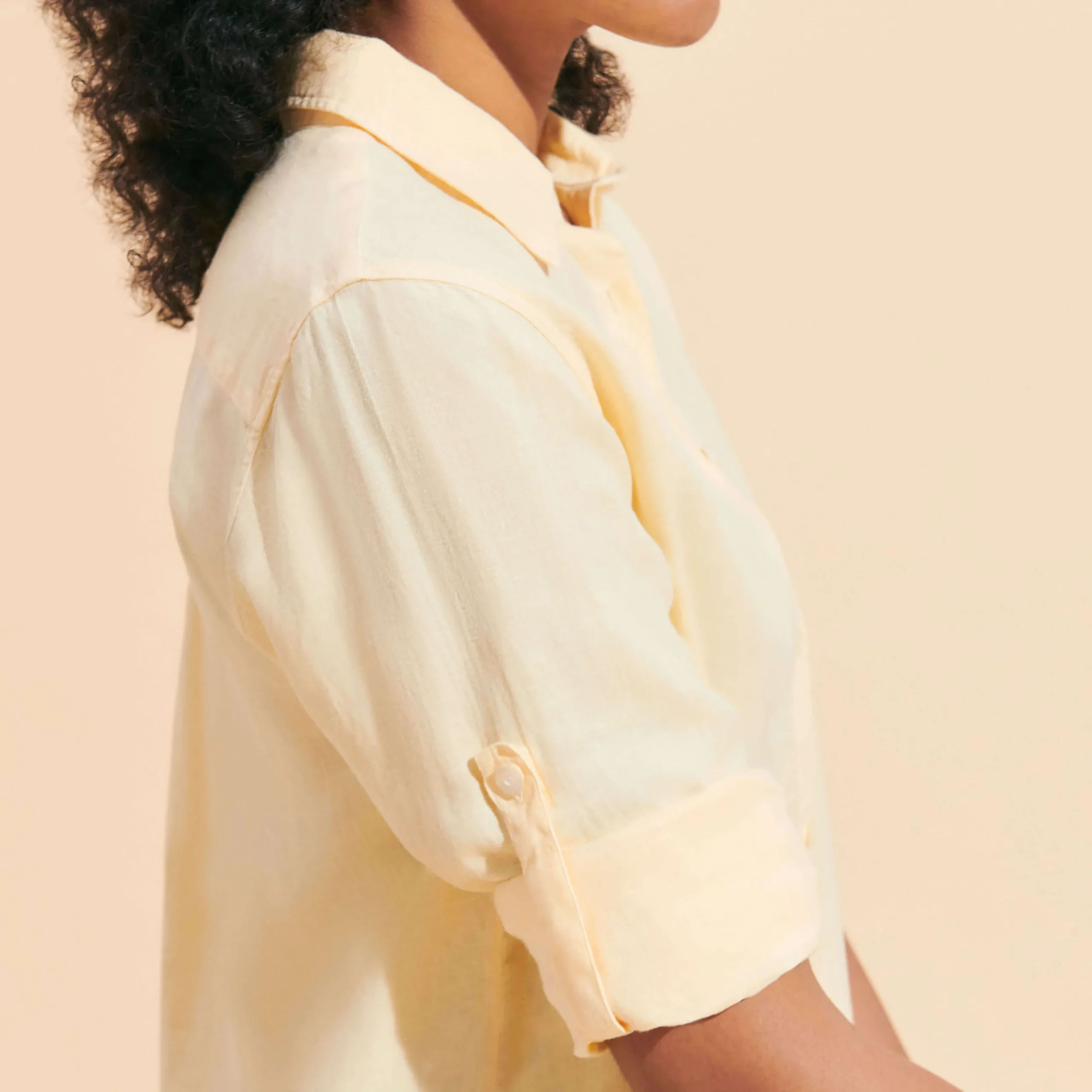 Sale Vilebrequin Women Linen Shirt Dress Solid Straw/Yellow