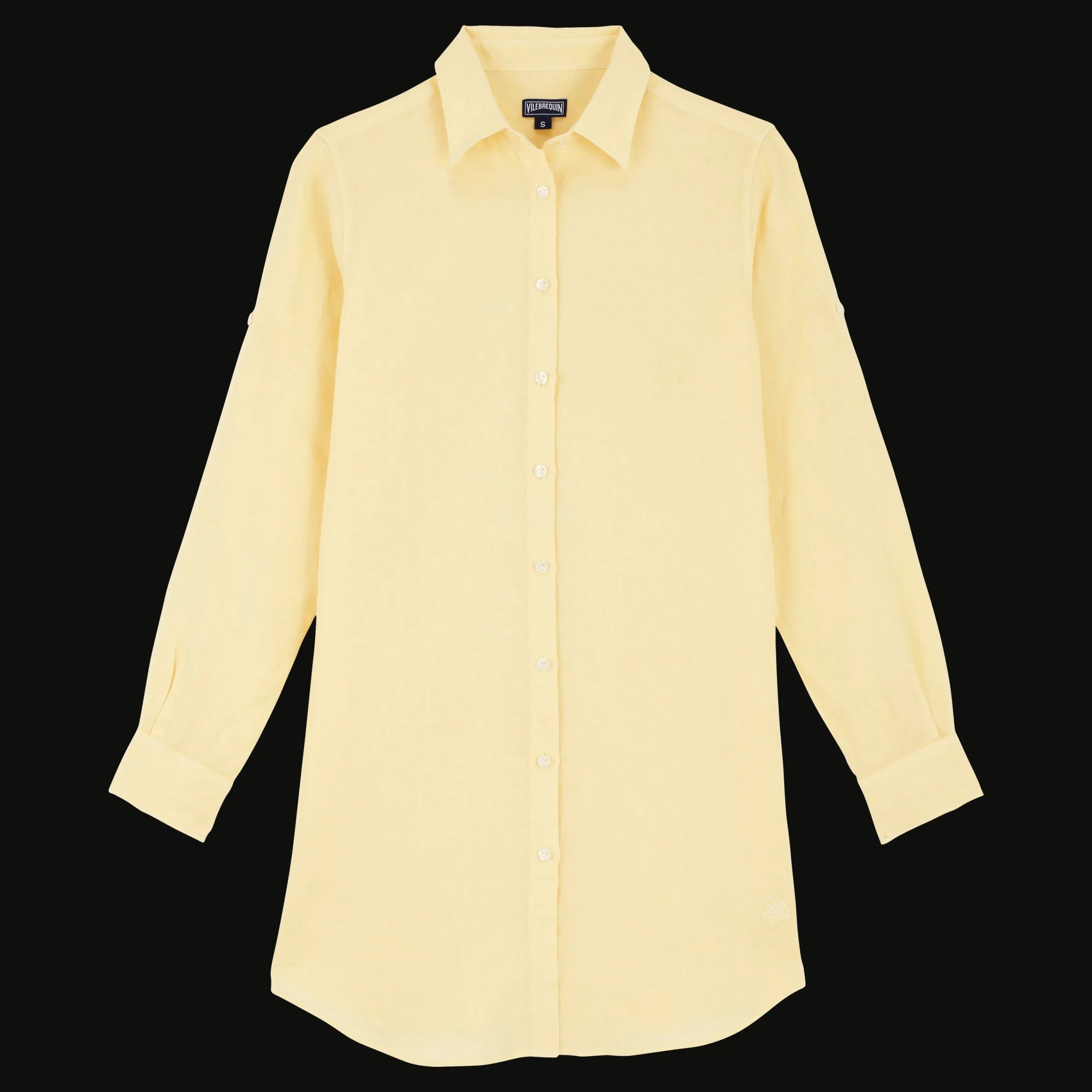 Sale Vilebrequin Women Linen Shirt Dress Solid Straw/Yellow