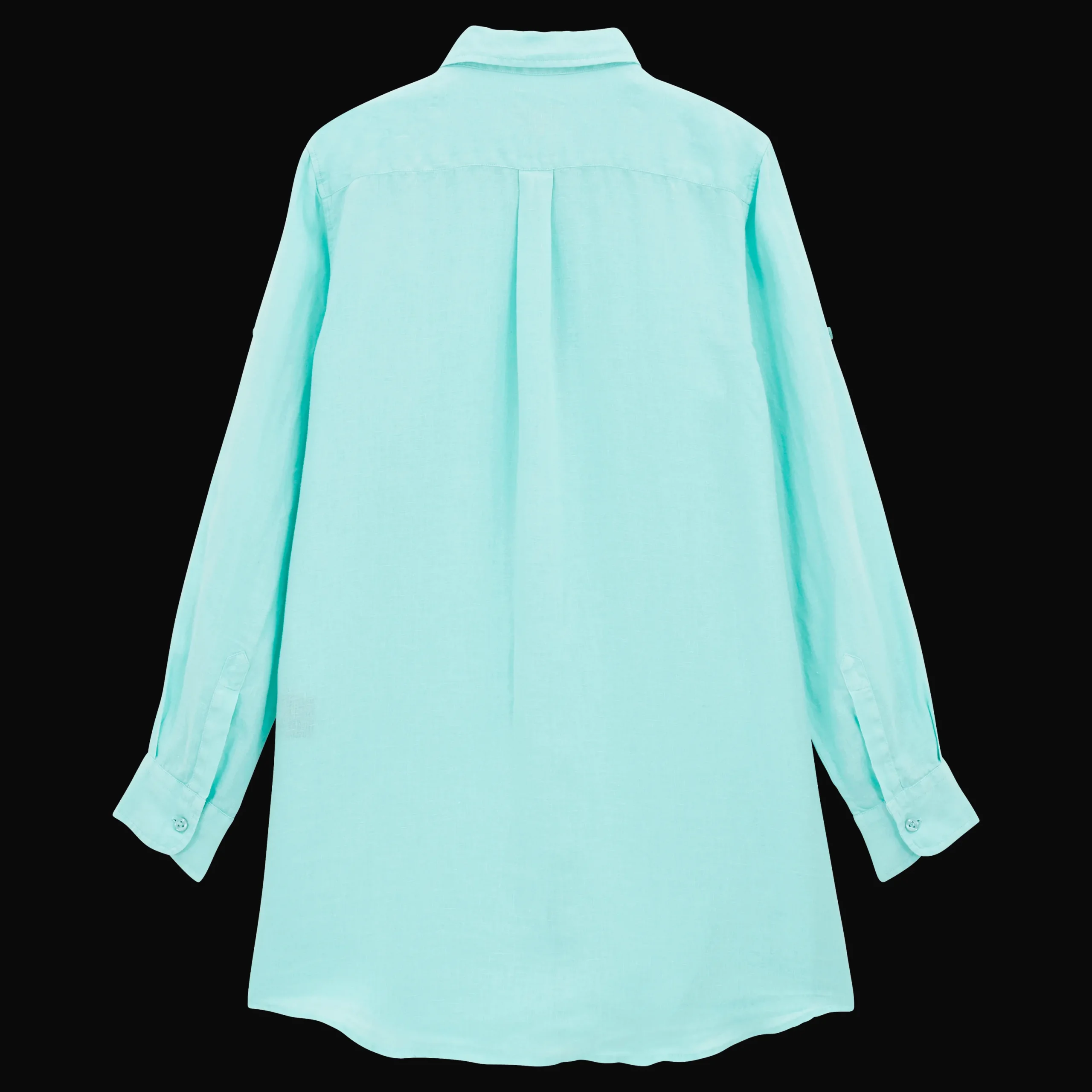 Best Sale Vilebrequin Women Linen Shirt Dress Solid Lagoon/Blue