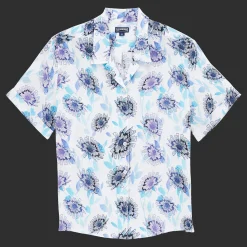 Best Sale Vilebrequin Women Linen Short Sleeves Shirt Flash Flowers Purple Blue/Blue
