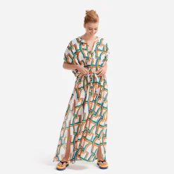 New Vilebrequin Women Long Cover-Up In Cotton Voile Africain - X Jcc+ - Limited Edition White/White