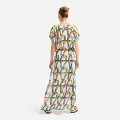 New Vilebrequin Women Long Cover-Up In Cotton Voile Africain - X Jcc+ - Limited Edition White/White