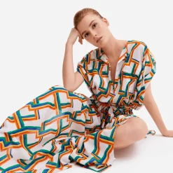 New Vilebrequin Women Long Cover-Up In Cotton Voile Africain - X Jcc+ - Limited Edition White/White
