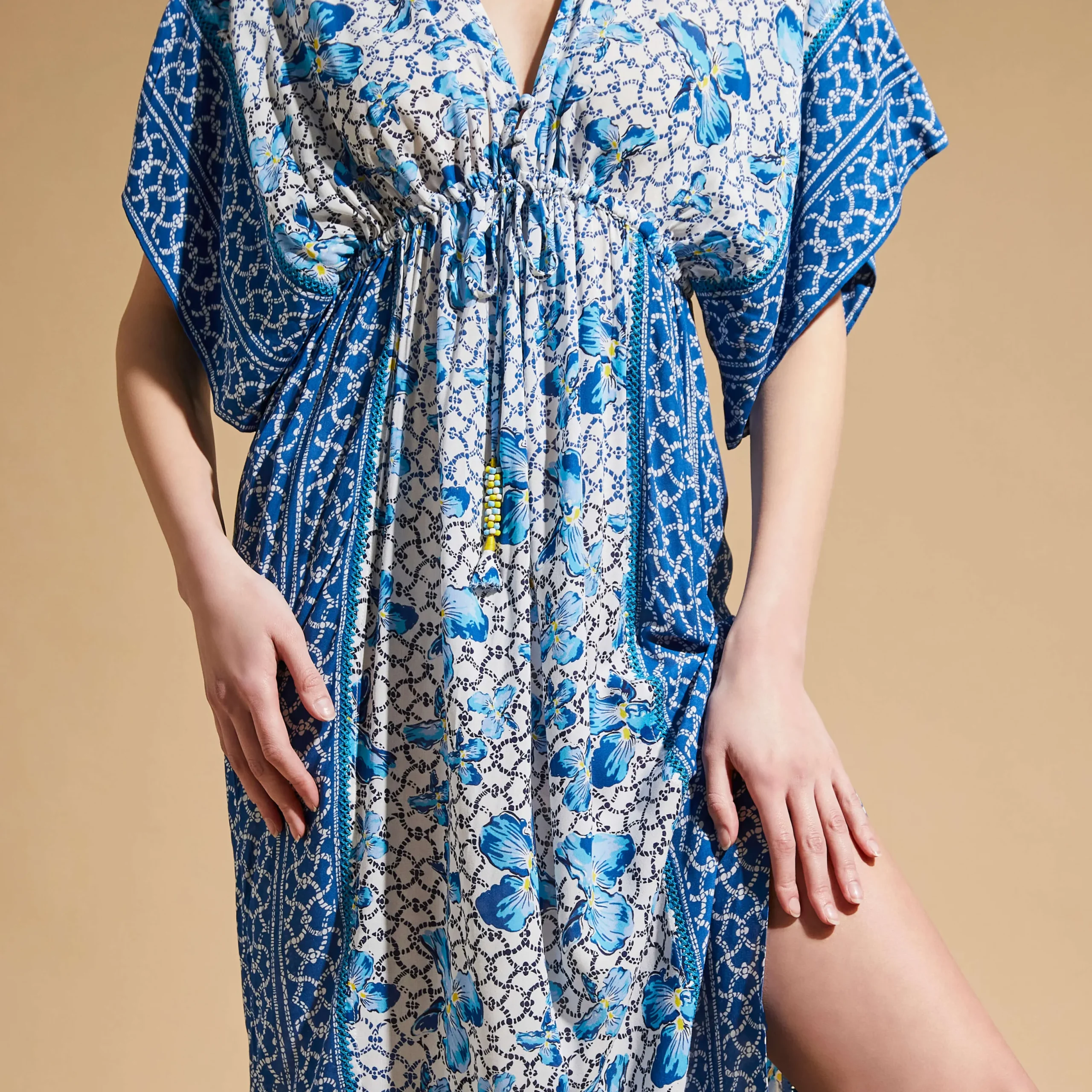 Best Sale Vilebrequin Women Long Kaftan Iris Lace- X Poupette St Barth Azure/Blue