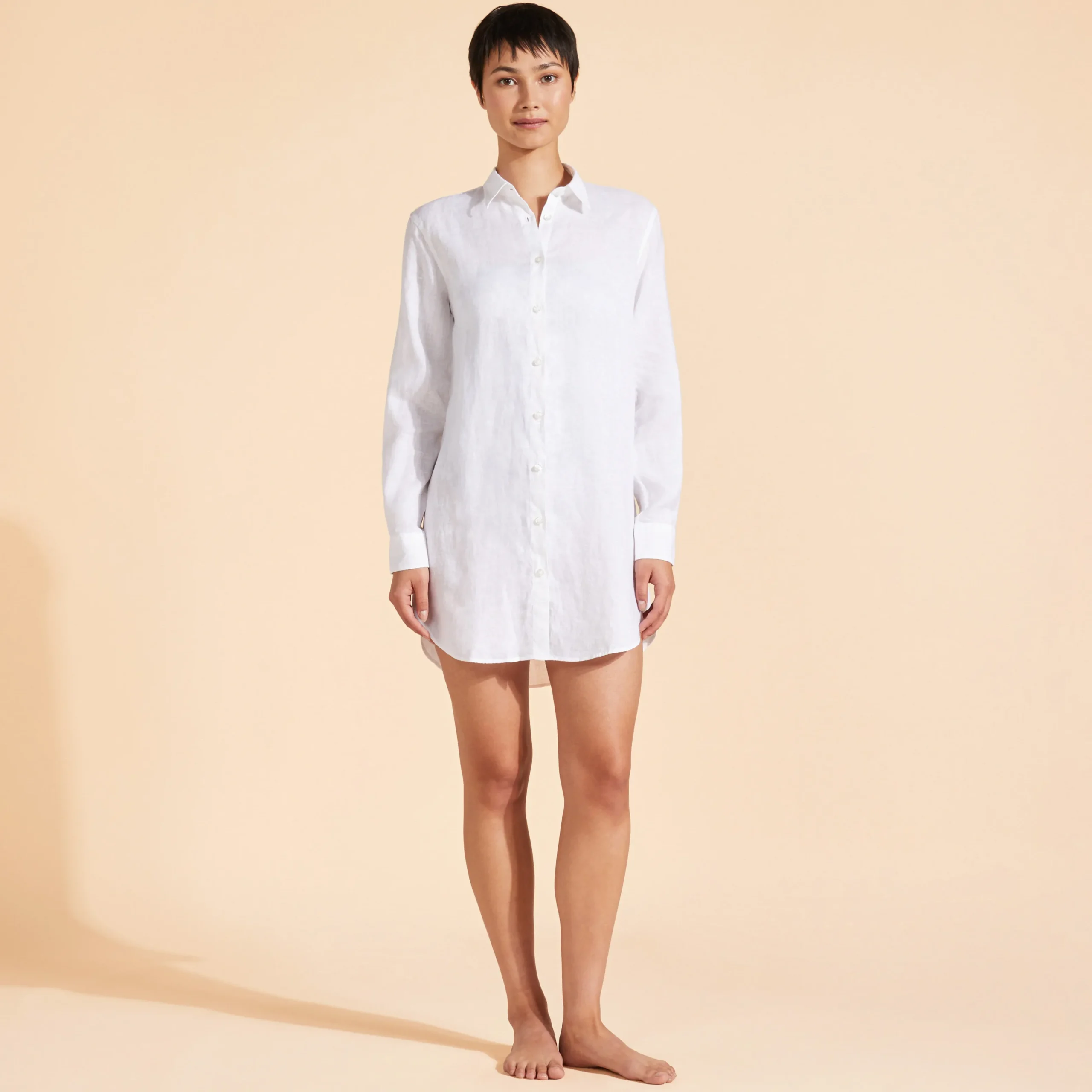 Flash Sale Vilebrequin Women Long Linen Shirt Solid White/White