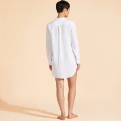 Flash Sale Vilebrequin Women Long Linen Shirt Solid White/White