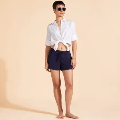 Cheap Vilebrequin Women Long Sleeves Linen Shirt Solid White/White