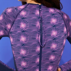 Outlet Vilebrequin Women Long Sleeves One-Piece Rashguard Hypno Shell Navy/Blue
