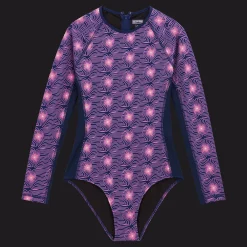 Outlet Vilebrequin Women Long Sleeves One-Piece Rashguard Hypno Shell Navy/Blue