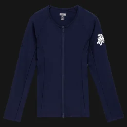 Sale Vilebrequin Women Long Sleeves Zipper Rashguard Solid Navy/Blue