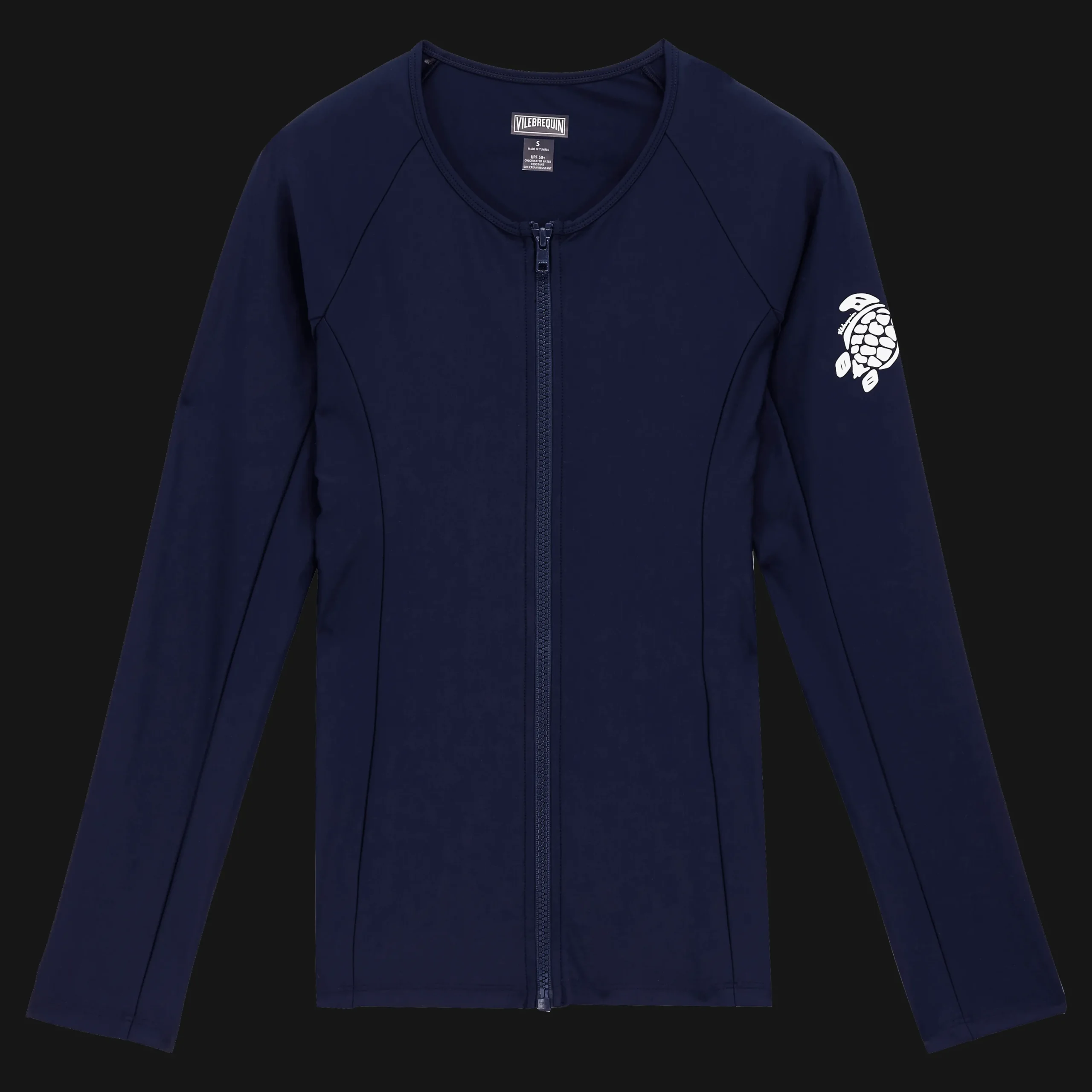 Sale Vilebrequin Women Long Sleeves Zipper Rashguard Solid Navy/Blue