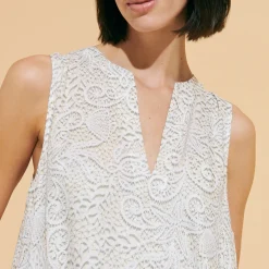 Store Vilebrequin Women Long Tencel Cover-Up Beach Dress Dentelles White/White