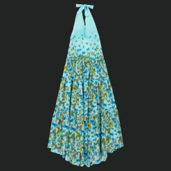 Sale Vilebrequin Women Low Back And Long Cotton Dress Butterflies Lagoon/Blue